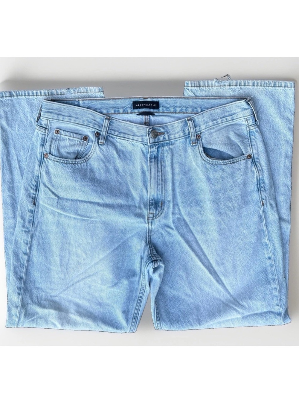 (16) AEROPOSTALE AERO HIGH WAIST BAGGY Light Blue Jeans